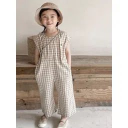 LULU & SKY Girls Checked Basic Jumpsuit-picture-12