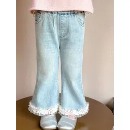 LULU & SKY Girls Flared High-Rise Low Distress Heavy Fade Jeans-picture-52