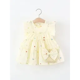 LULU & SKY Girls Floral Embroidered Round Neck Flutter Sleeve Tiered Fit & Flare Dress-picture-19