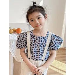 LULU & SKY Girls Floral Print Flared Sleeve Cotton Styled Back Top-picture-38