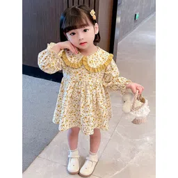 LULU & SKY Girls Floral Print Puff Sleeve Fit & Flare Dress-picture-34