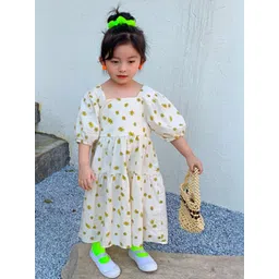 LULU & SKY Girls Floral Print Puff Sleeve Fit & Flare Maxi Dress-picture-17