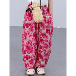 LULU & SKY Girls Floral Printed Loose Fit High-Rise Trousers-picture-19