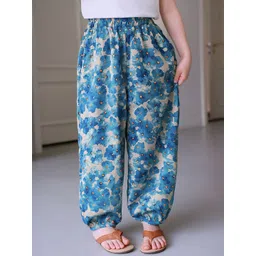 LULU & SKY Girls Floral Printed Loose Fit High-Rise Trousers-picture-25