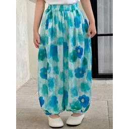 LULU & SKY Girls Floral Printed Loose Fit Mid-Rise Trousers image 1