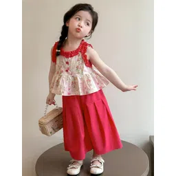 LULU & SKY Girls Floral Printed Peplum Top With Palazzos-picture-32