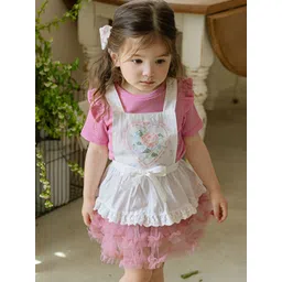 LULU & SKY Girls Floral Printed Polo Collar Extended Sleeves Pockets T-shirt-picture-34