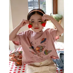 LULU & SKY Girls Floral Printed Polo Collar Pure Cotton Applique T-shirt-picture-36