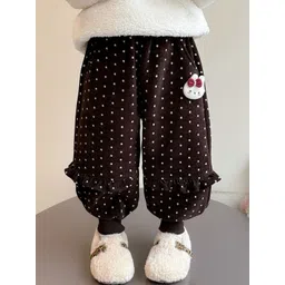 LULU & SKY Girls Polka Dot Printed High-Rise Ruffle Relaxed Fit Cotton Jodhpuris Trousers-picture-21