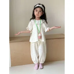 LULU & SKY Girls Polka Dot Printed Pure Cotton Night Suit-picture-19