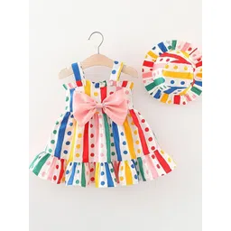 LULU & SKY Girls Polka Dots Printed Fit & Flare Shoulder Straps Mini Dress-picture-28