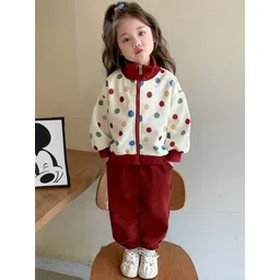 LULU & SKY Girls Polka Dots Printed High Neck T-shirt With Trouser-picture-27