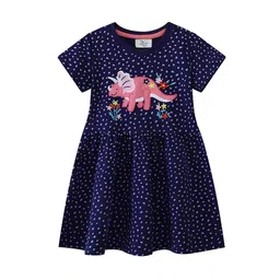 LULU & SKY Girls Polka Dots Printed Knee Length Nightdress-picture-31