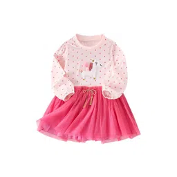 LULU & SKY Girls Polka Dots Printed Puff Sleeves Fit and Flare Dress-picture-23