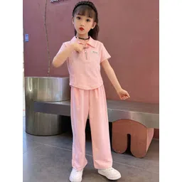 LULU & SKY Girls Polo Collar T-shirt With Trousers-picture-34