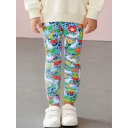 LULU & SKY Girls Printed Cotton Mid-Rise Ankle-Length Leggings-picture-23