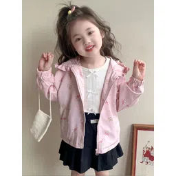 LULU & SKY Girls Printed Hooded Open Front Jacket-picture-36