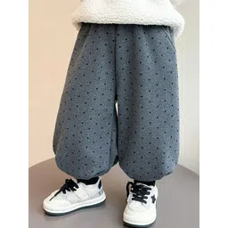 LULU & SKY Girls Printed Polka Dots Cotton Mid Rise Joggers-picture-27