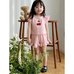 LULU & SKY Girls Printed Pure Cotton T-Shirt With Shorts-picture-56