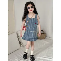 LULU & SKY Girls Printed Pure Cotton Top With Skirt-picture-11