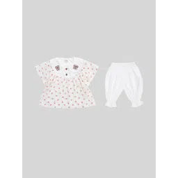 LULU & SKY Girls Printed Pure Cotton Top With Solid Shorts-picture-26
