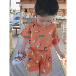 LULU & SKY Girls Printed Round Neck Cotton T-Shirt With Shorts-picture-25