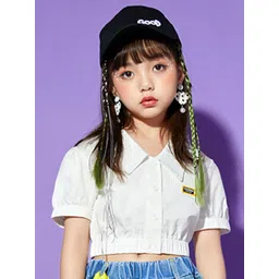 LULU & SKY Girls Printed Shirt Style Crop Top-picture-45