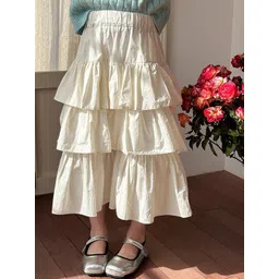 LULU & SKY Girls Pure Cotton A-Line Tiered Maxi Skirt-picture-10