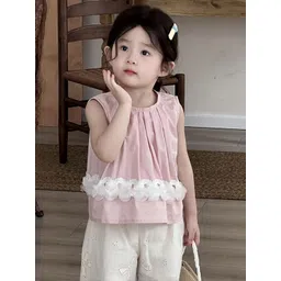 LULU & SKY Girls Round Neck Pleated Detail Cotton Top-picture-50