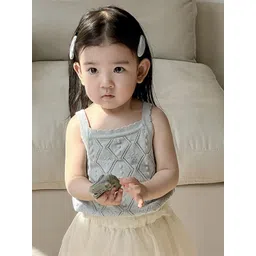 LULU & SKY Girls Self Design Square Neck Pure Cotton Top-picture-53