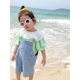 LULU & SKY Girls Short Denim Dungarees-picture-12