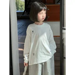 LULU & SKY Girls Solid Drop-Shoulder Sleeves Oversized Regular Pure Cotton T-shirt-picture-26