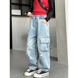 LULU & SKY Girls Straight Fit High-Rise Highly Distressed Heavy Fade Jeans-picture-40