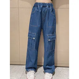 LULU & SKY Girls Straight Fit High-Rise Low Distress Light Fade Jeans-picture-28