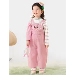 LULU & SKY Girls Strappy Applique Pure Cotton Front Dungaree-picture-53