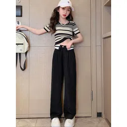 LULU & SKY Girls Striped T-shirt with Trousers-picture-34