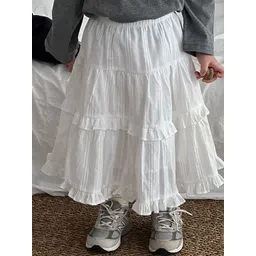 LULU & SKY Girls Textured Pure Cotton Tiered Maxi Skirt-picture-15