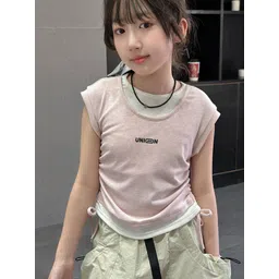 LULU & SKY Girls Typography Printed Ruched Top-picture-43