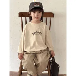 LULU & SKY Girls Typography Raw Edge T-shirt-picture-22