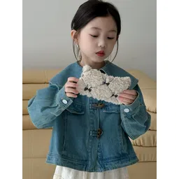 LULU & SKY Girls Washed Cotton Crop Denim Jacket-picture-33