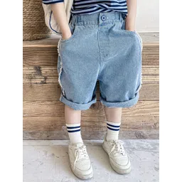 LULU & SKY Girls Washed Loose Fit Denim Shorts Technology-picture-15