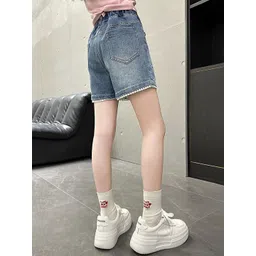 LULU & SKY Girls Washed Loose Fit Denim Shorts Technology image 3