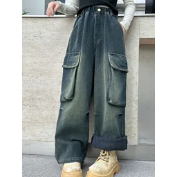 LULU & SKY Girls Wide Leg High-Rise Highly Distressed Heavy Fade Jeans-picture-15