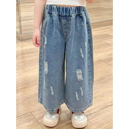 LULU & SKY Girls Wide Leg High-Rise Highly Distressed Heavy Fade Jeans-picture-22