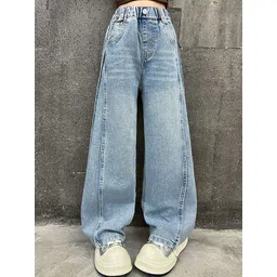 LULU & SKY Girls Wide Leg High-Rise Highly Distressed Heavy Fade Jeans-picture-30