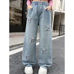 LULU & SKY Girls Wide Leg High-Rise Highly Distressed Jeans-picture-32