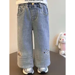 LULU & SKY Girls Wide Leg High-Rise Highly Distressed Light Fade Jeans-picture-11