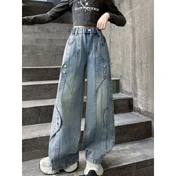 LULU & SKY Girls Wide Leg High-Rise Light Fade Jeans-picture-51