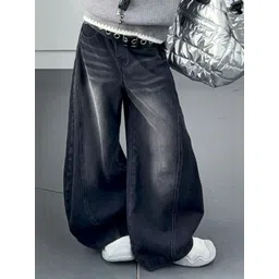 LULU & SKY Girls Wide Leg High-Rise Low Distress Light Fade Jeans-picture-12