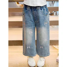 LULU & SKY Girls Wide Leg High-Rise Mildly Distressed Light Fade Jeans-picture-17